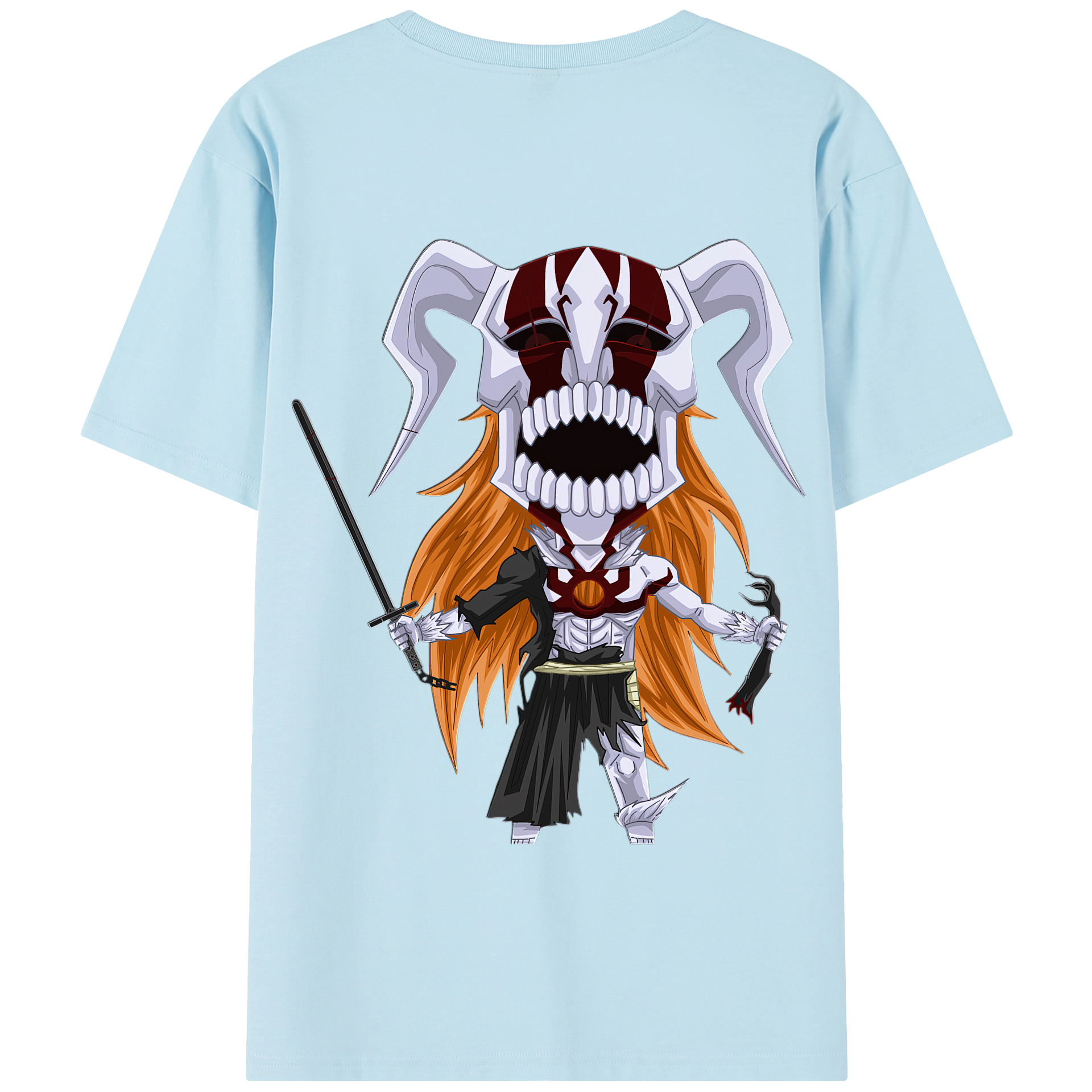 （画像用） ブリーチ 黒崎一護（くろさき いちご）BLEACH Kurosaki Ichigo 綿100％半袖Tシャツ（背面プリント）